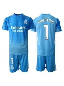 Billige Real Madrid Thibaut Courtois #1 Keeper Hjemmedraktsett Barn 2025-26 Kortermet (+ Korte bukser)